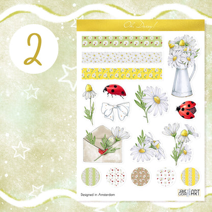 Daisy flower bujo stickers set