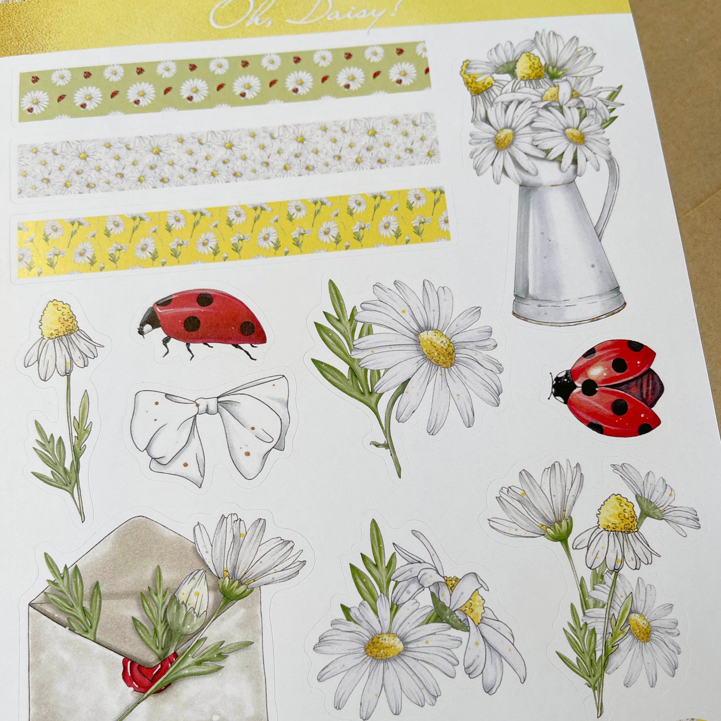 Daisy flower bujo stickers set