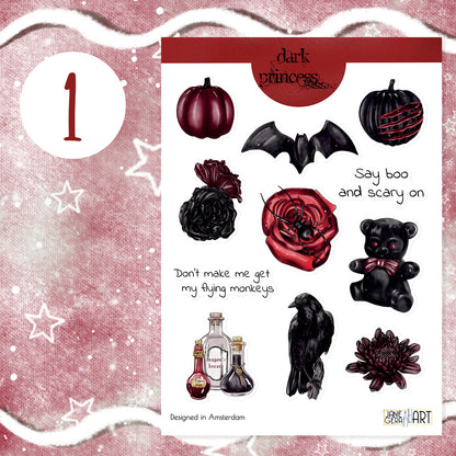 Gothic princess sticker set Halloween bujo stickers