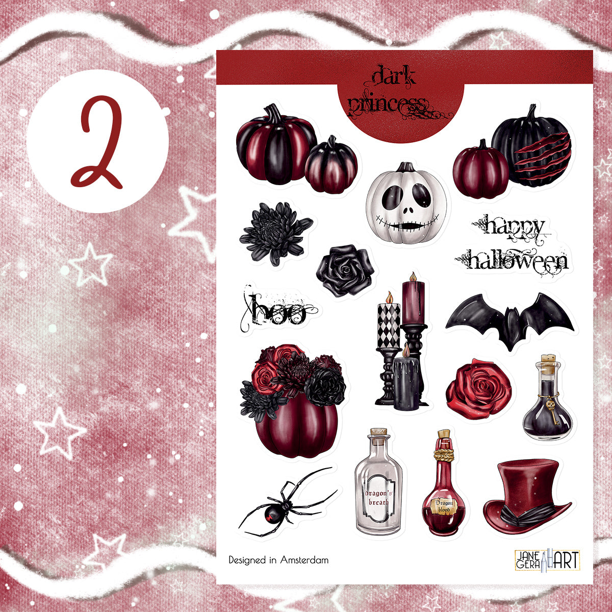 Gothic princess sticker set Halloween bujo stickers