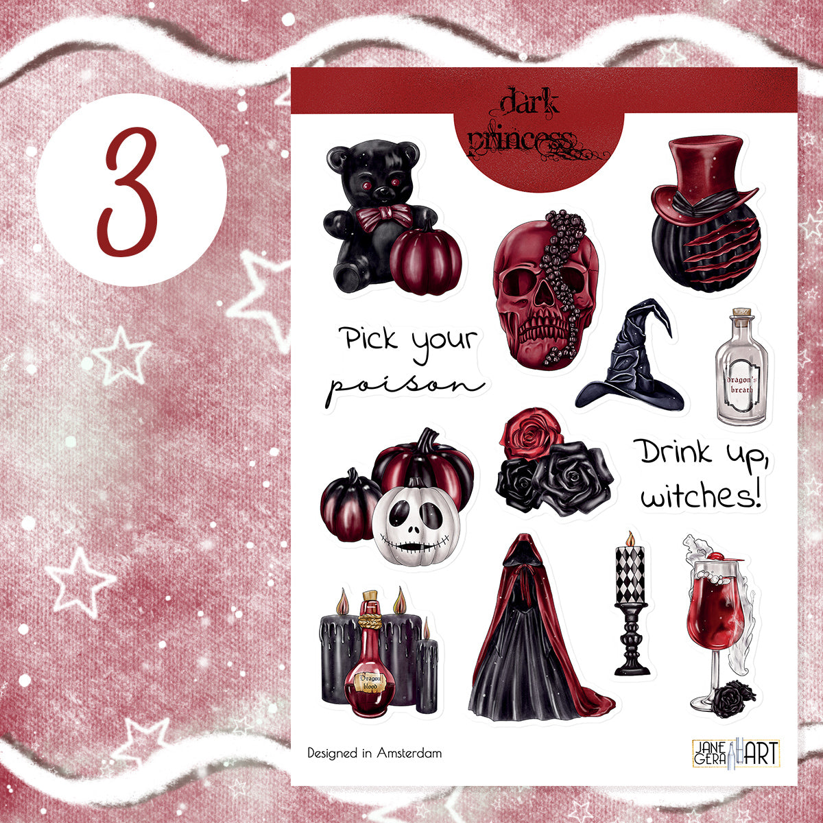 Gothic princess sticker set Halloween bujo stickers