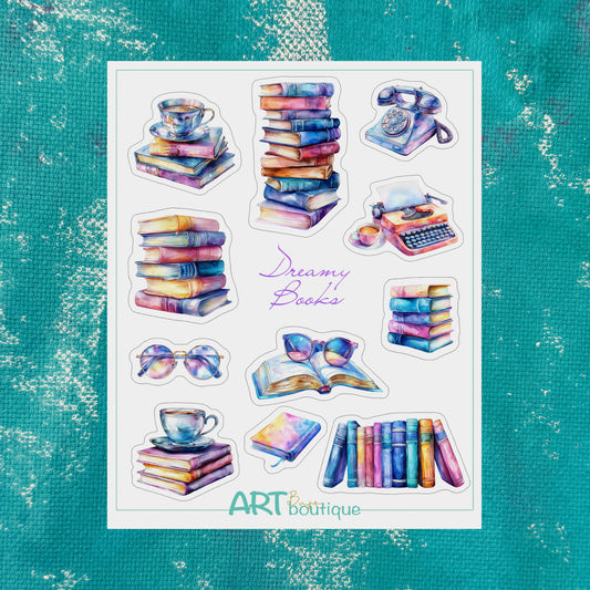 Dreamy Books Printable Sticker Sheet