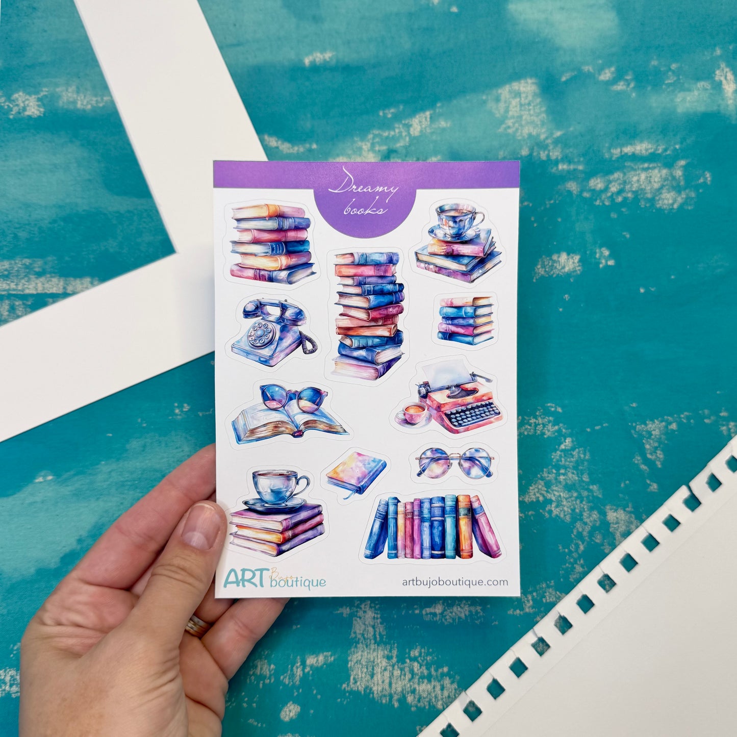Dreamy Books Sticker Sheet - Aesthetic Colorful Planner & Journal Stickers