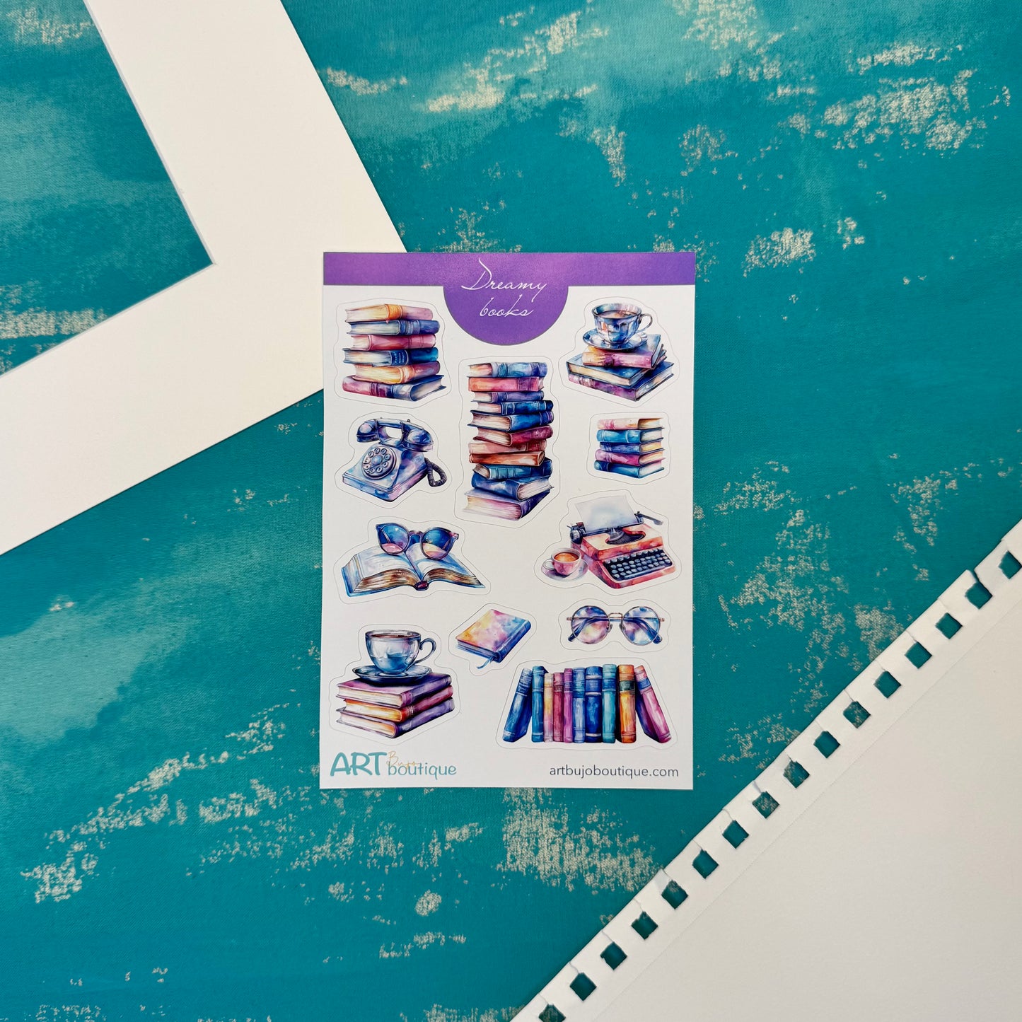 Dreamy Books Sticker Sheet - Aesthetic Colorful Planner & Journal Stickers