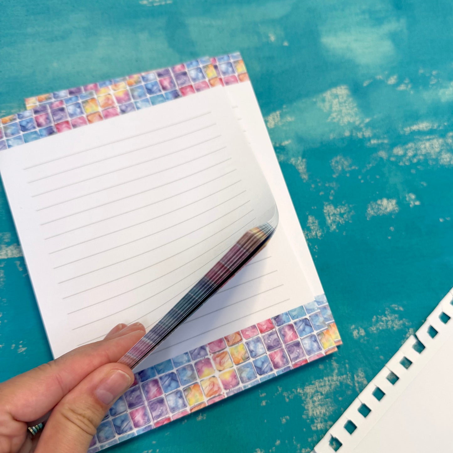Dreamy Notes A5 Lined Notepad Watercolor Tile Journal Pad, Pastel Watercolor Stationery