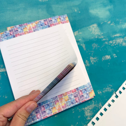 Dreamy Notes A5 Lined Notepad Watercolor Tile Journal Pad, Pastel Watercolor Stationery