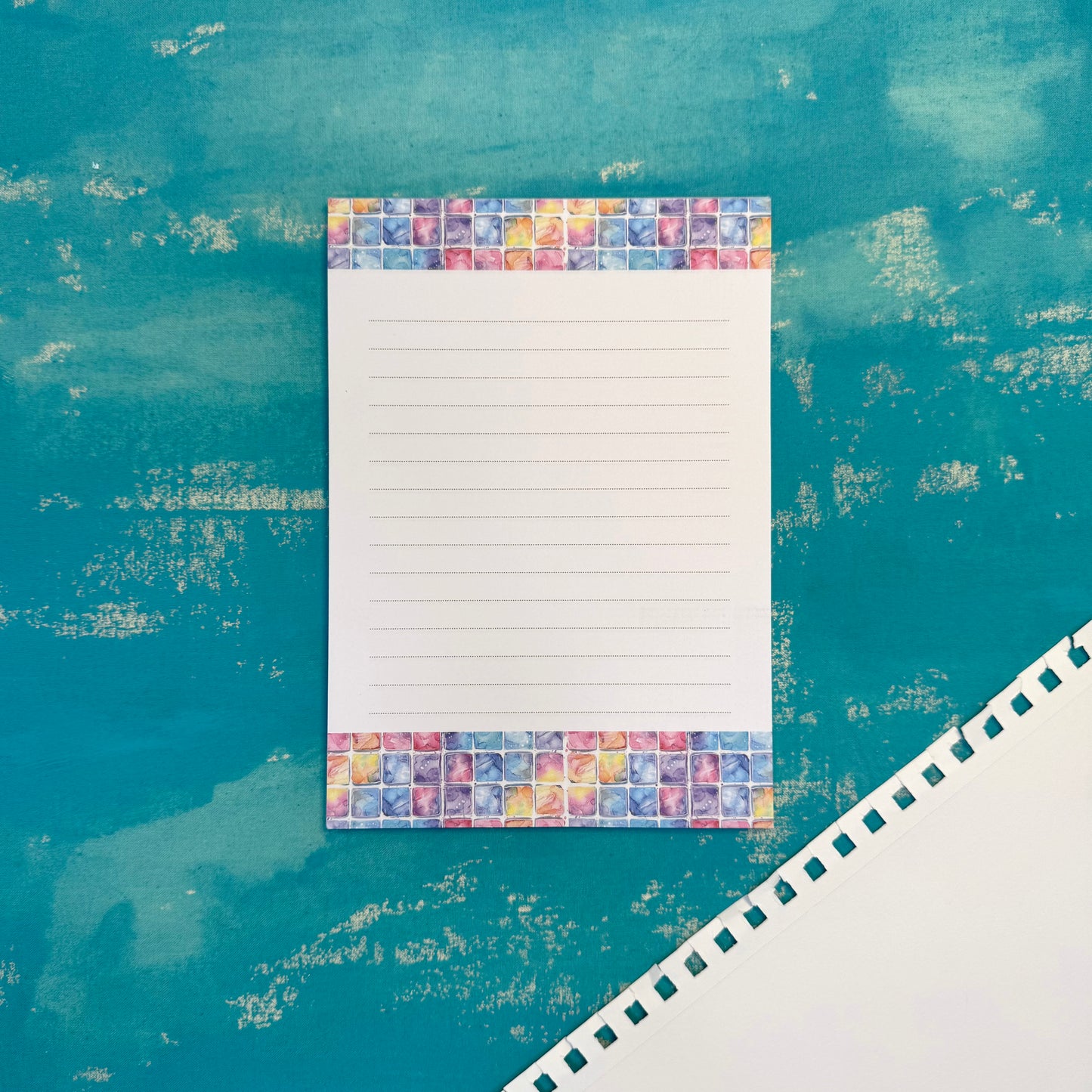 Dreamy Notes A5 Lined Notepad Watercolor Tile Journal Pad, Pastel Watercolor Stationery
