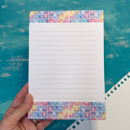 Dreamy Notes A5 Lined Notepad Watercolor Tile Journal Pad, Pastel Watercolor Stationery