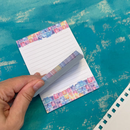 Dreamy A6 Lined Notepad Watercolor Tile Journal Pad, Pastel Watercolor Stationery