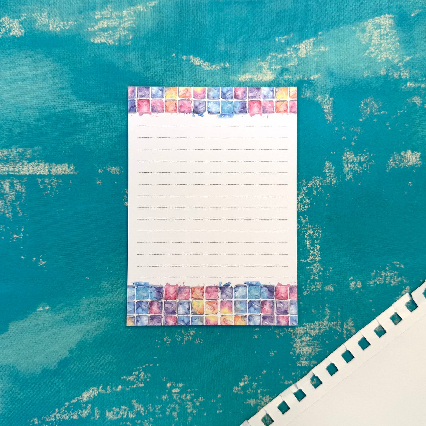 Dreamy A6 Lined Notepad Watercolor Tile Journal Pad, Pastel Watercolor Stationery