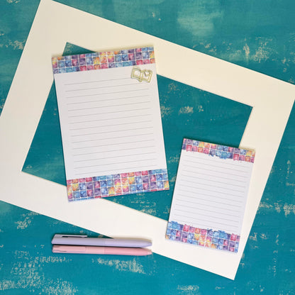 Dreamy A6 Lined Notepad Watercolor Tile Journal Pad, Pastel Watercolor Stationery