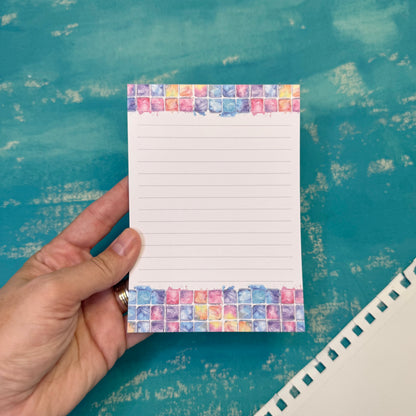 Dreamy A6 Lined Notepad Watercolor Tile Journal Pad, Pastel Watercolor Stationery