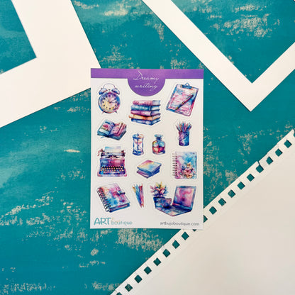 Dreamy Writing Sticker Sheet - Aesthetic Colorful Planner & Journal Stickers