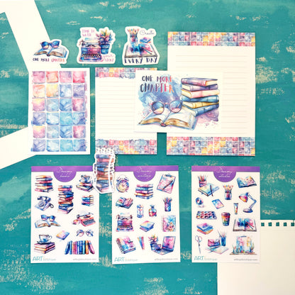 Dreamy Planner Bundle – Notepads, Cards, Washi Tape & Stickers | Watercolor Stationery Gift Set | Bujo Kit with Free Paper Clip Gift