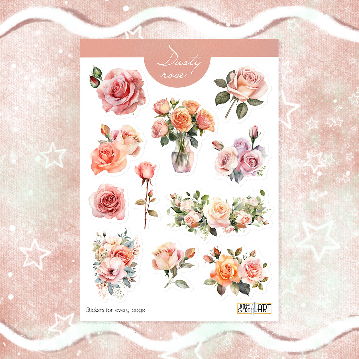 Dusty rose bujo stickervel