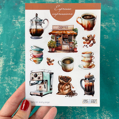 Espresso Expression planner stickers Coffee bullet journal decoration, bujo stickers, cute coffee stickers