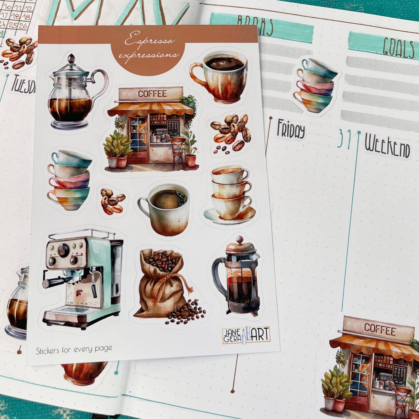 Espresso Expression planner stickers Coffee bullet journal decoration, bujo stickers, cute coffee stickers