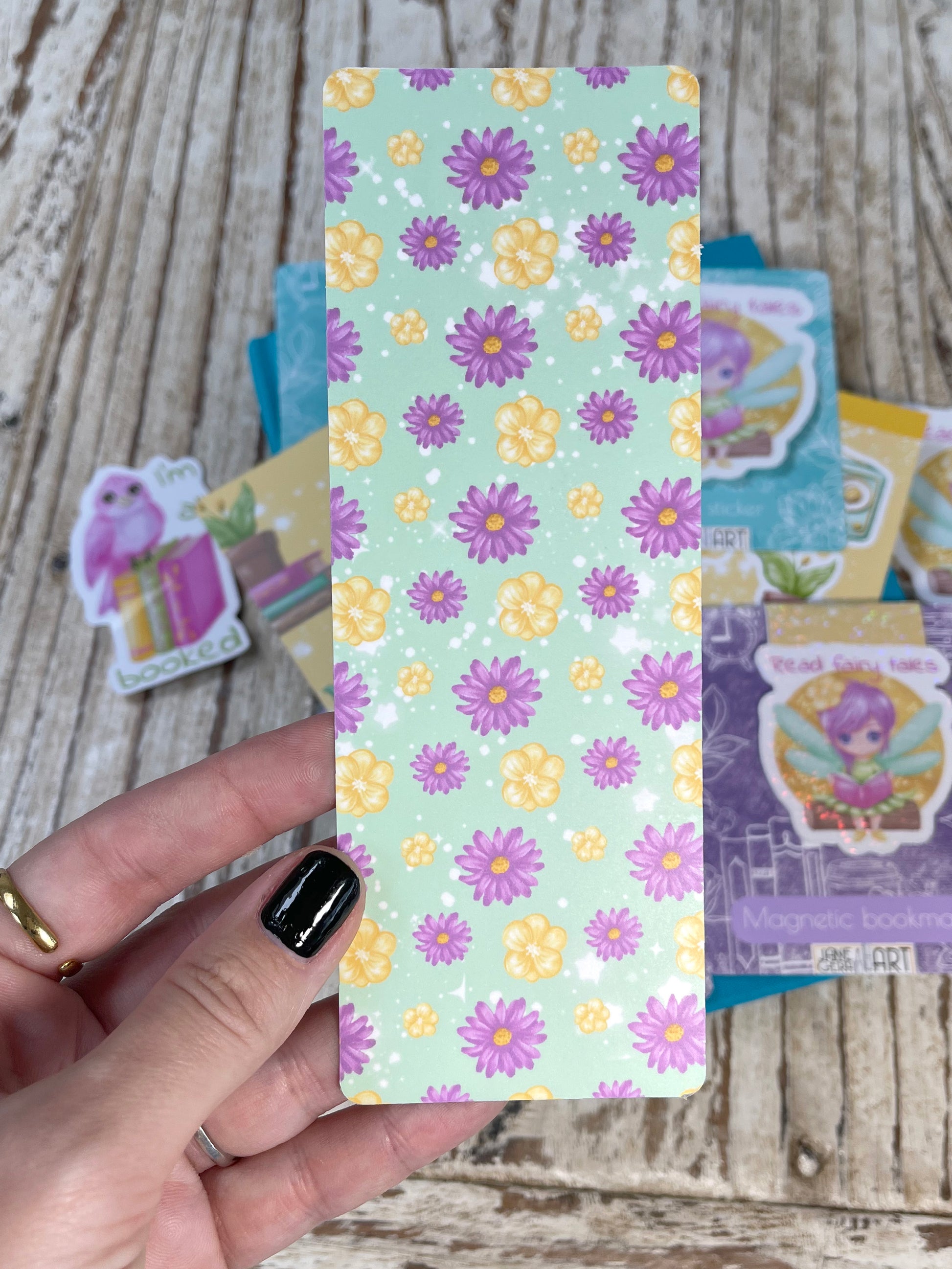 Cute Floral bookmark, green bookmark, cute bookmark