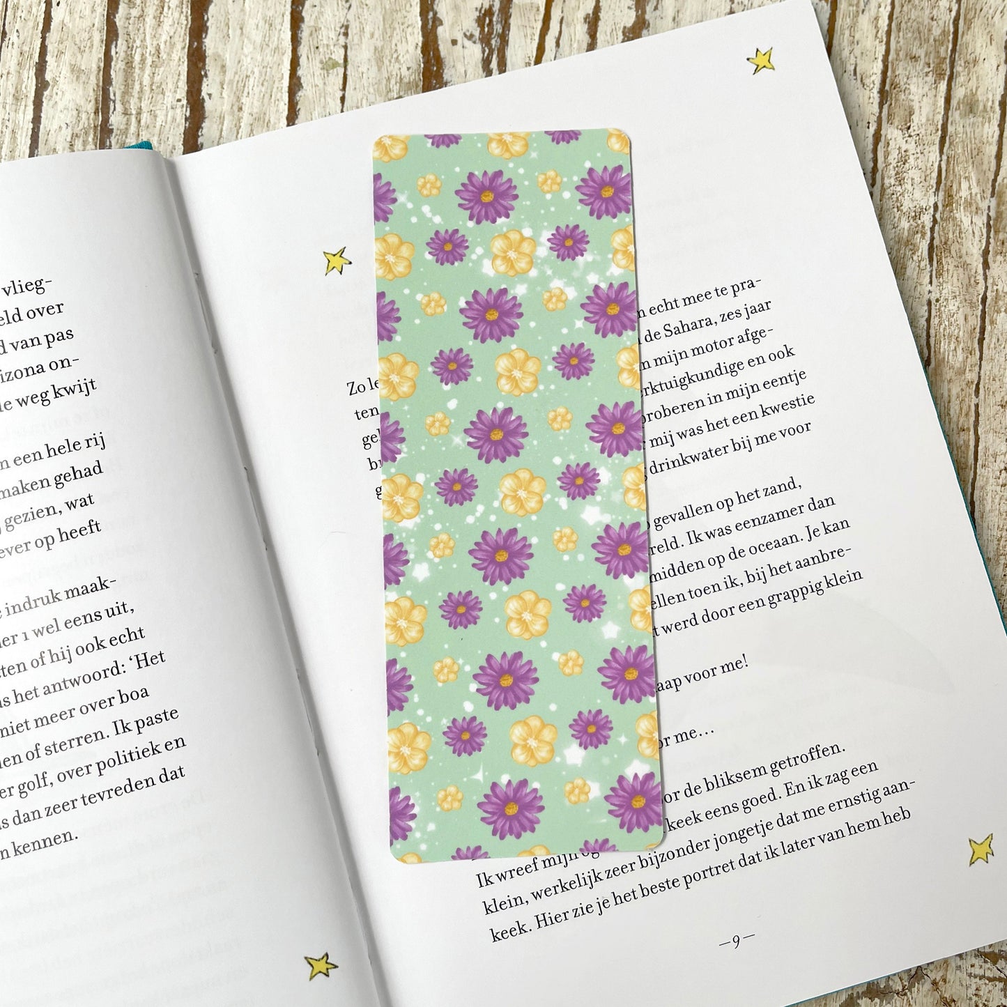 Cute Floral bookmark, green bookmark, cute bookmark