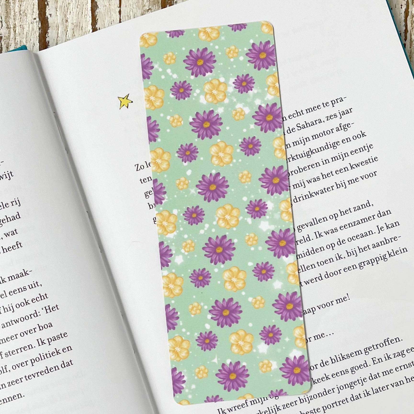 Cute Floral bookmark, green bookmark, cute bookmark