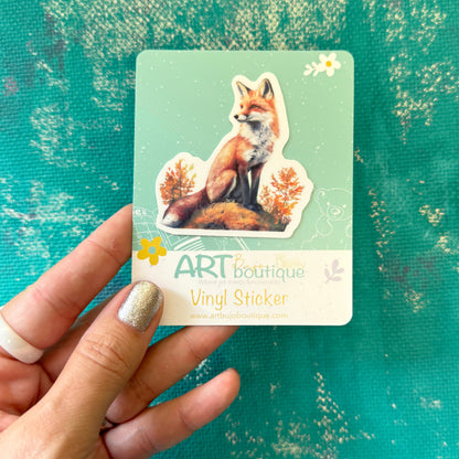 Cute Fox vinyl sticker, planner stickers, autumn stickers, cute animals stickers