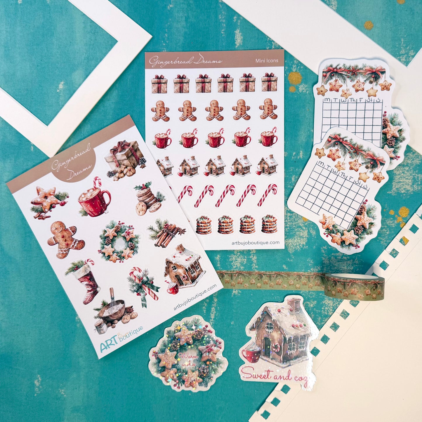 Gingerbread Dreams Planner Decorative Set - Stickers, Washi & Vinyls for Fall Journaling