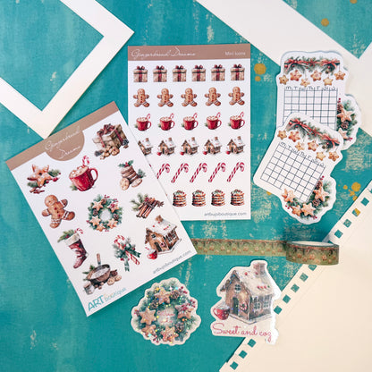 Gingerbread Dreams Planner Decorative Set - Stickers, Washi & Vinyls for Fall Journaling