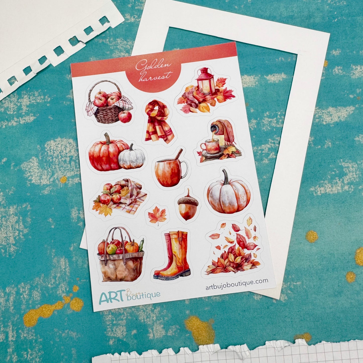 Golden Harvest Decorative Sticker Sheet | Pumpkins, Leaves & Cozy Fall Art