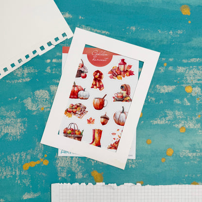 Golden Harvest Decorative Sticker Sheet | Pumpkins, Leaves & Cozy Fall Art