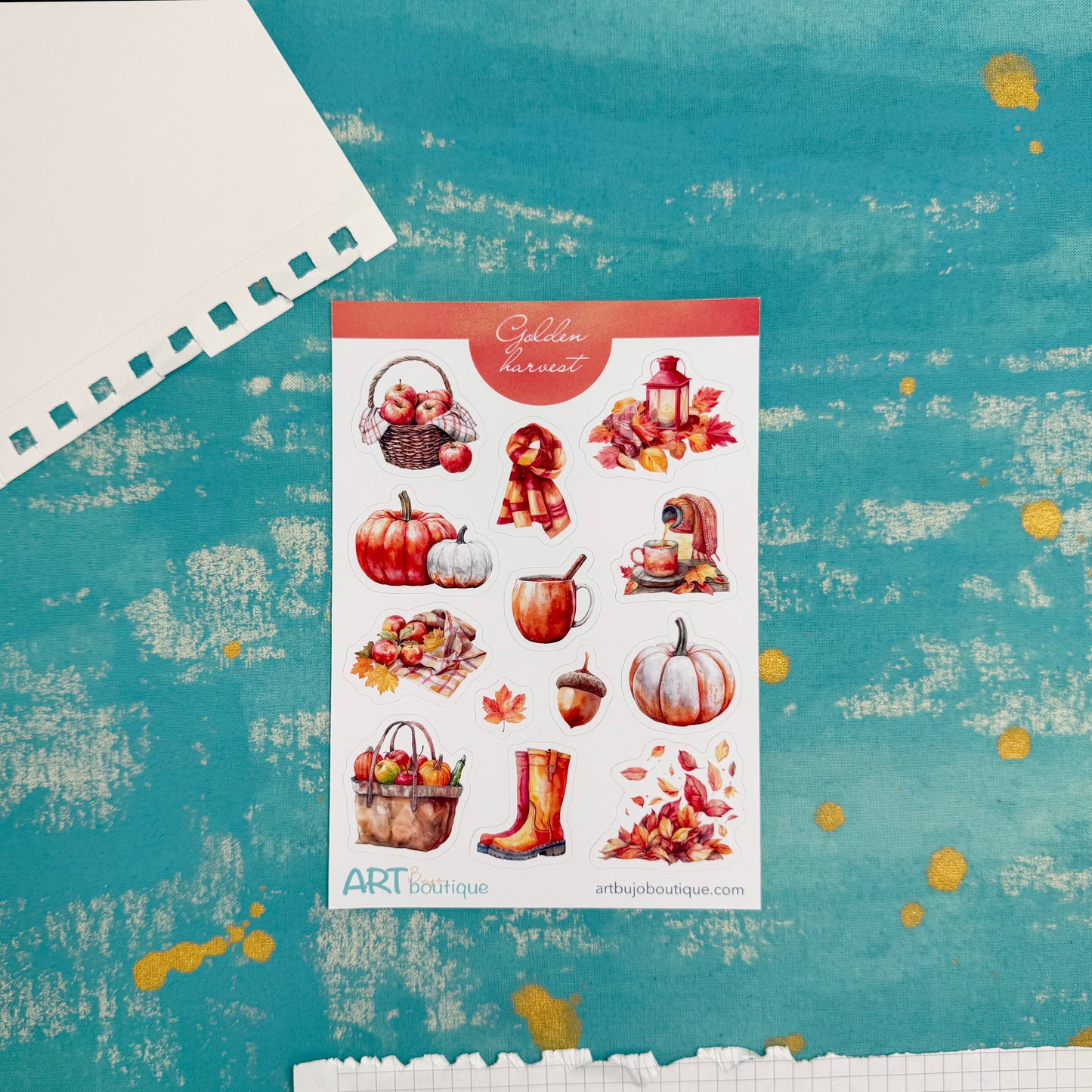 Golden Harvest Decorative Sticker Sheet | Pumpkins, Leaves & Cozy Fall Art