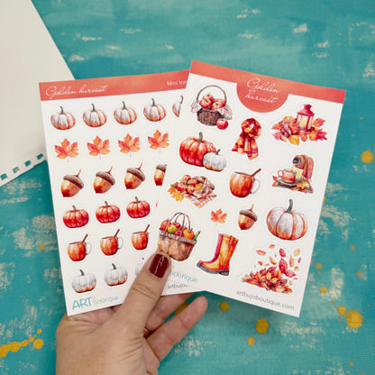 Golden Harvest Decorative Sticker Sheet | Pumpkins, Leaves & Cozy Fall Art