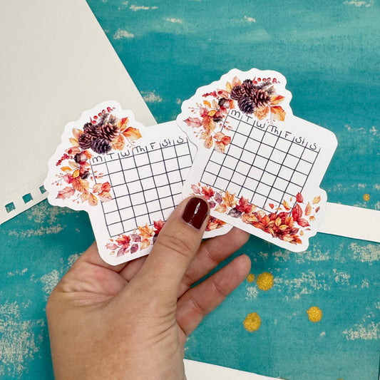 Golden Harvest Blank Calendar Stickers | Autumn Pumpkin Planner Set