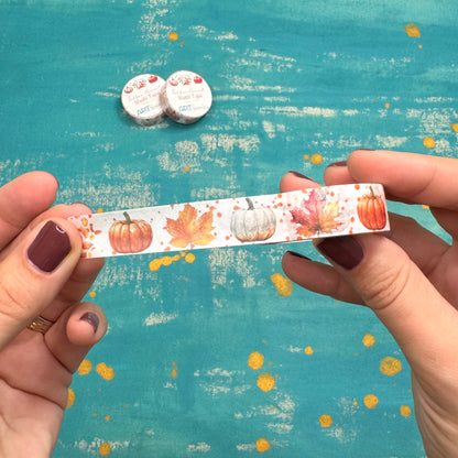 Golden Harvest Washi Tape – 15 mm Autumn Pumpkins & Fall Leaves