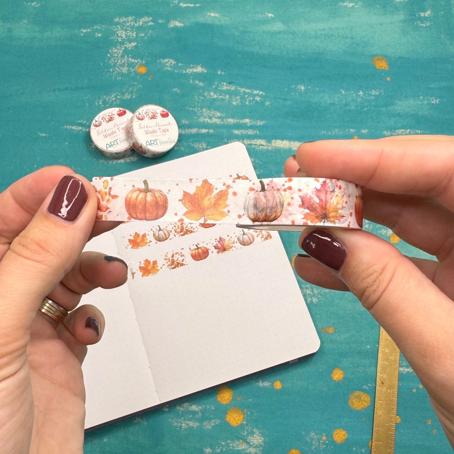 Golden Harvest Washi Tape – 15 mm Autumn Pumpkins & Fall Leaves