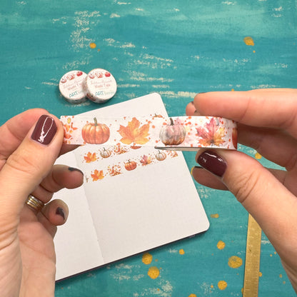 Golden Harvest Washi Tape – 15 mm Autumn Pumpkins & Fall Leaves