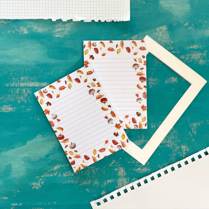 Golden Harvest A6 Notepad – Autumn Leaves & Pumpkins Writing Pad