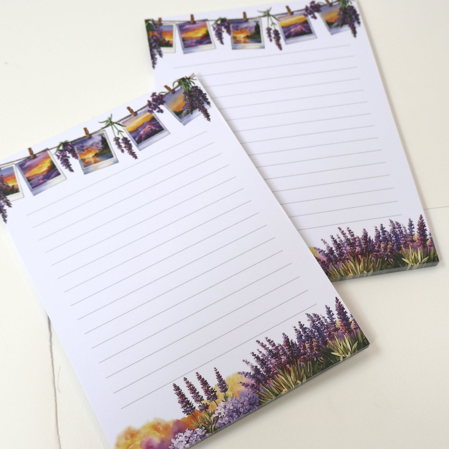 Golden Hour A5 Notizblock liniert – Sommerliches Blütenmuster Briefblock