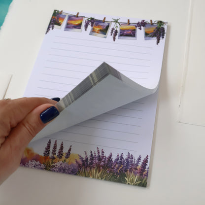 Golden Hour A5 Notizblock liniert – Sommerliches Blütenmuster Briefblock
