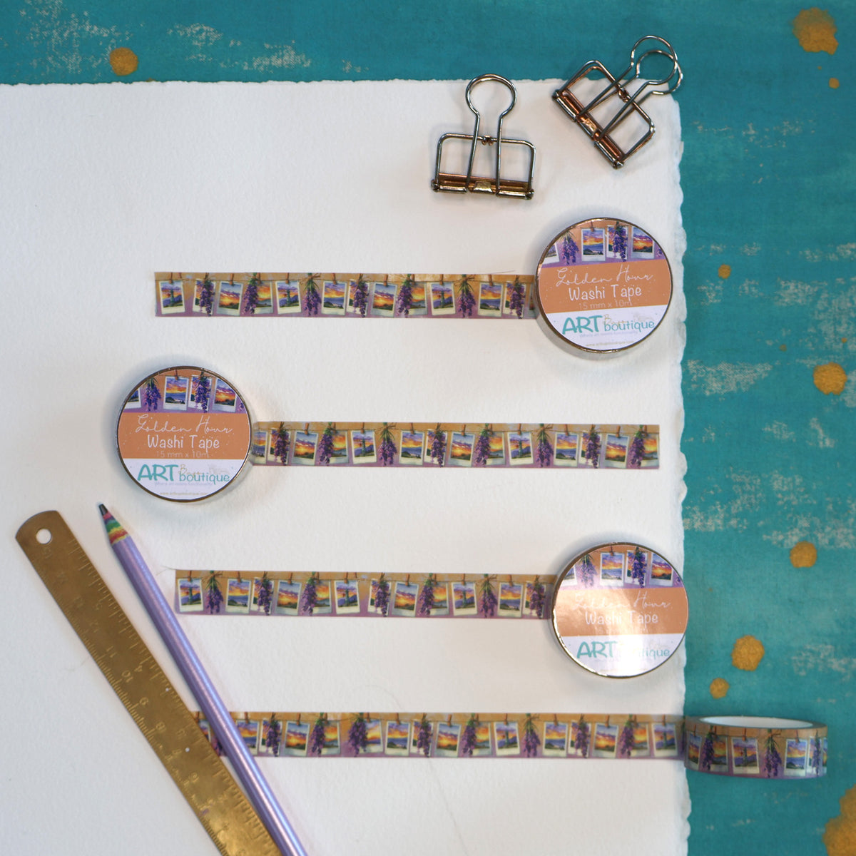 Golden Hour Washi Tape 15mm Lavender Sunset Decorative Tape