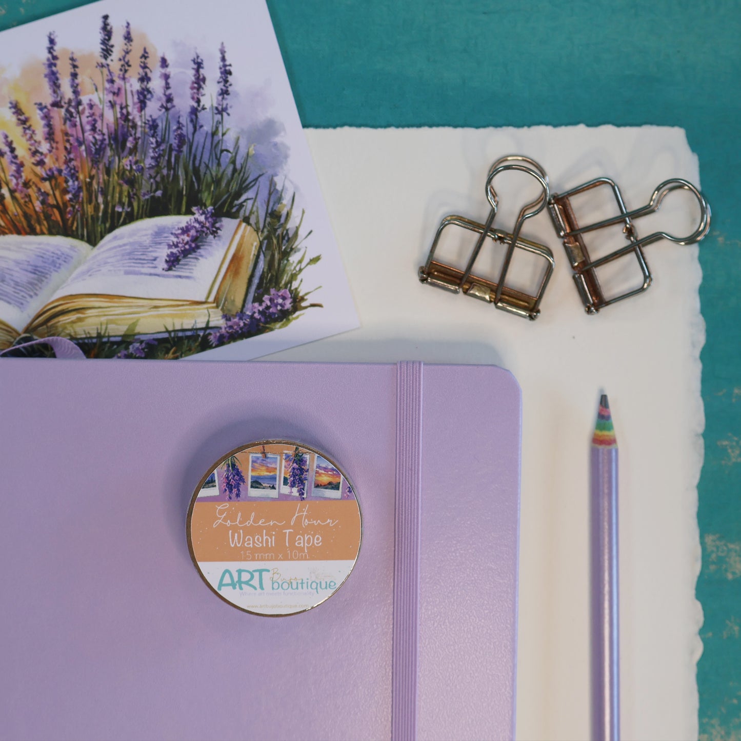 Golden Hour Washi Tape 15mm Lavender Sunset Decorative Tape