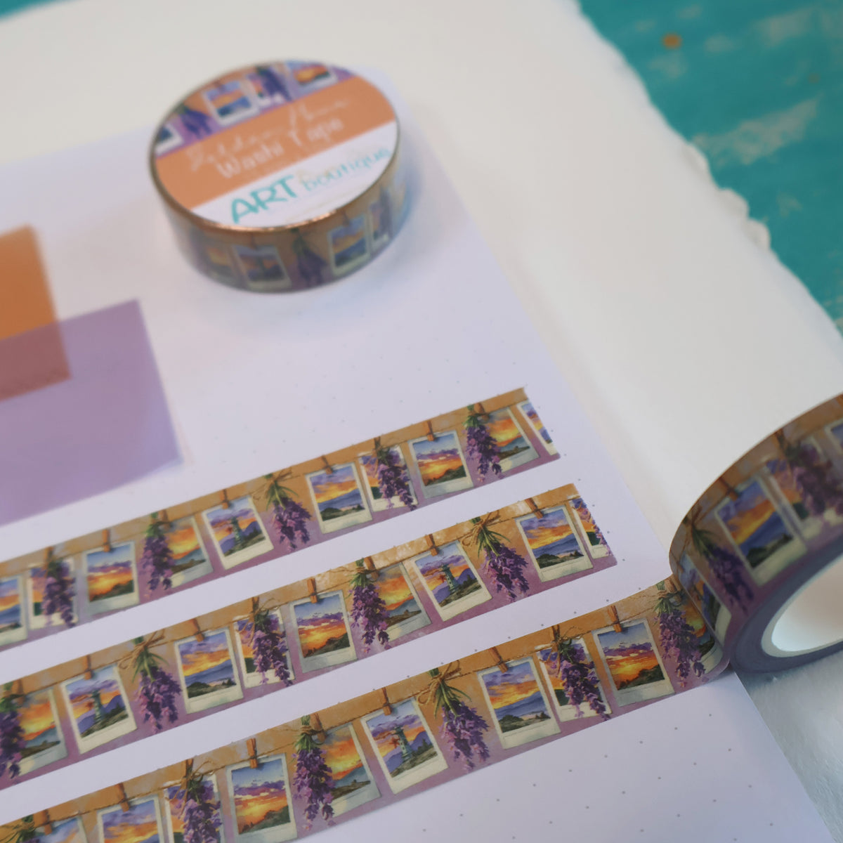 Golden Hour Washi Tape 15mm Lavender Sunset Decorative Tape