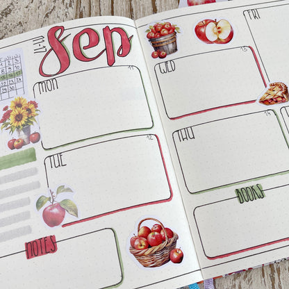 Red apples bujo stickers