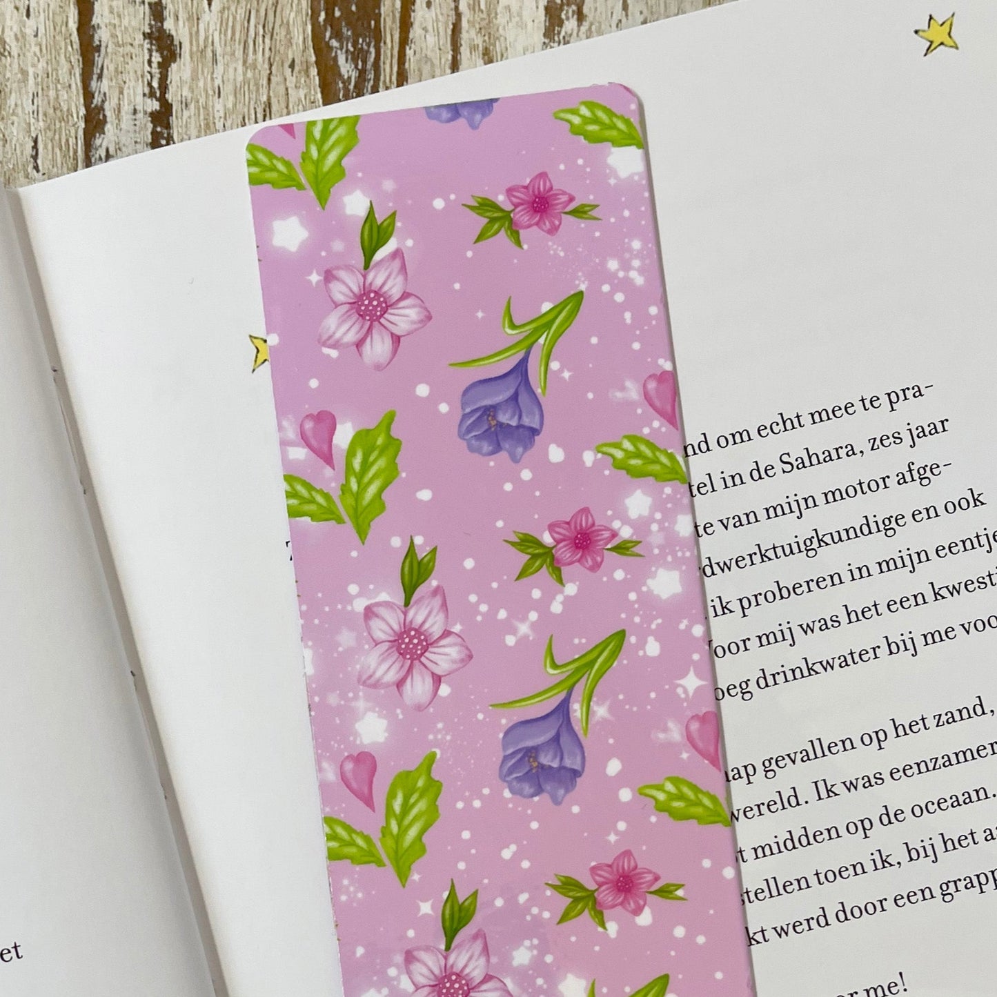 Whimsical Floral bookmark, cute bookmark, pink floral bookmark