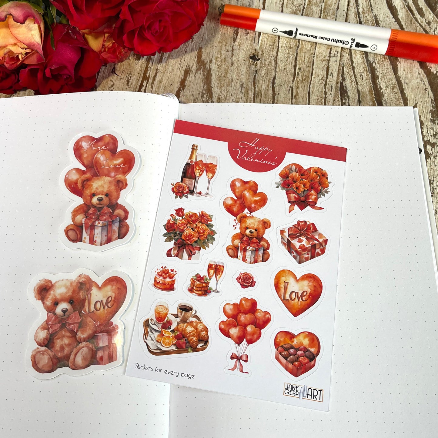 Valentine's Day planner stickers