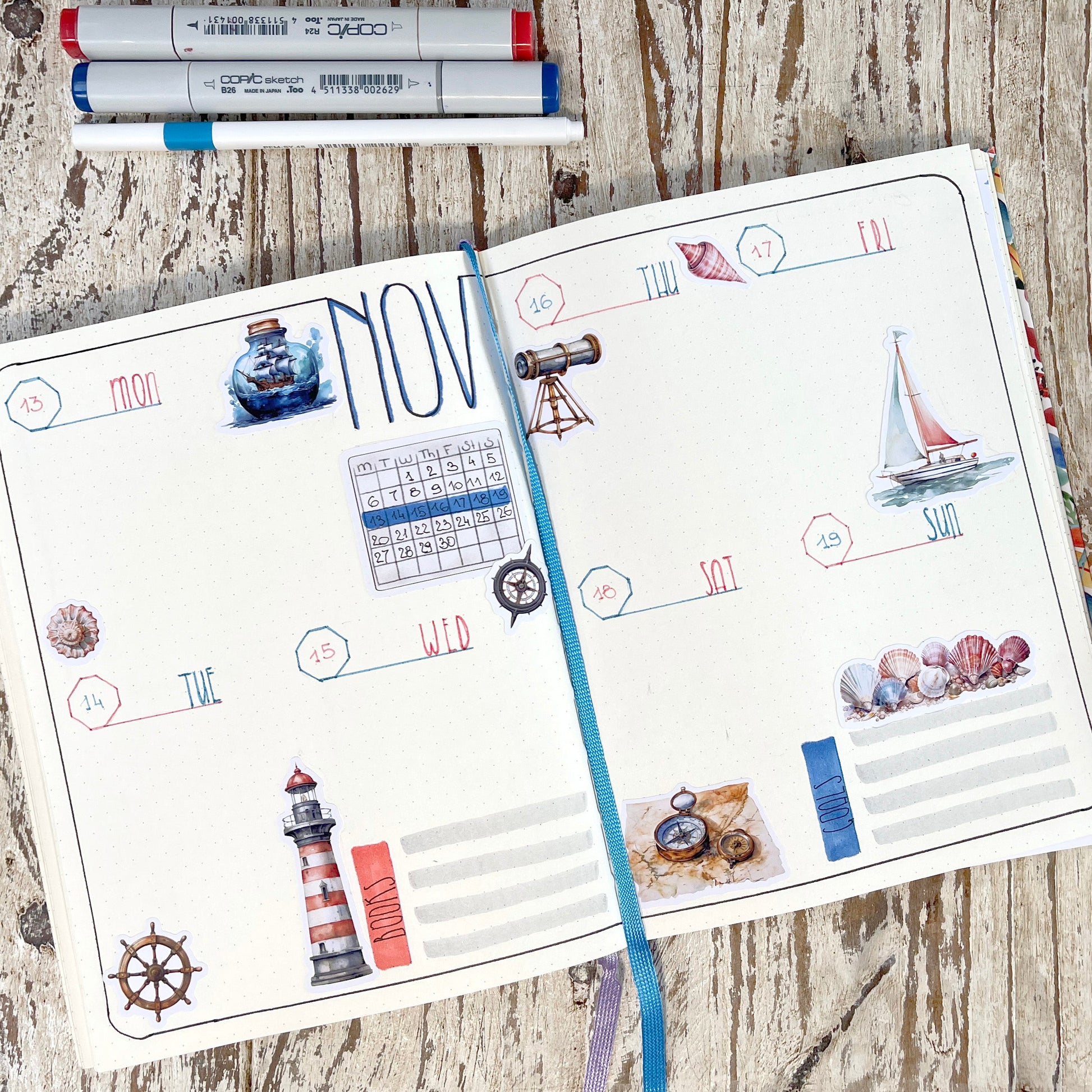 Lighthouse stickers, planner stickers, nautical designs