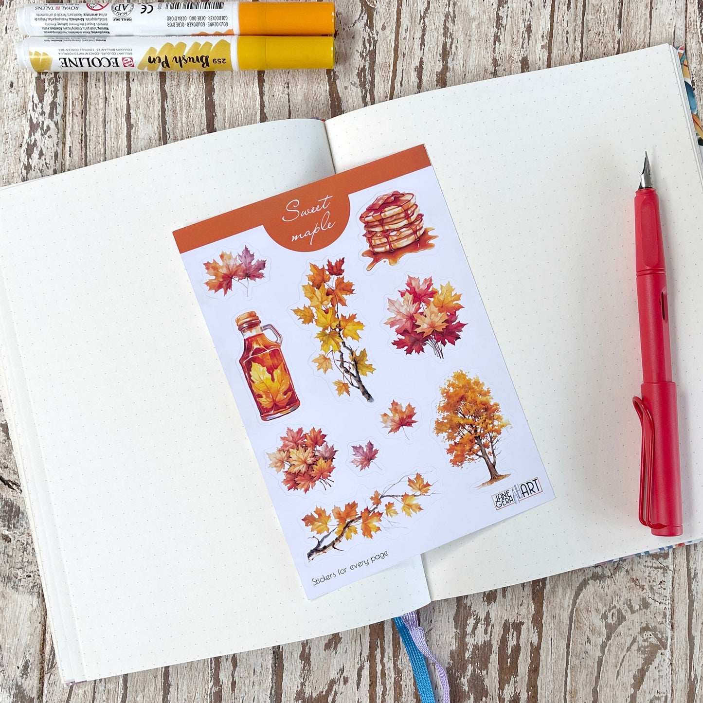 Maple autumn sticker sheet