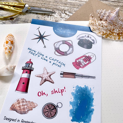 Nautical planner stickers Bujo stickers set