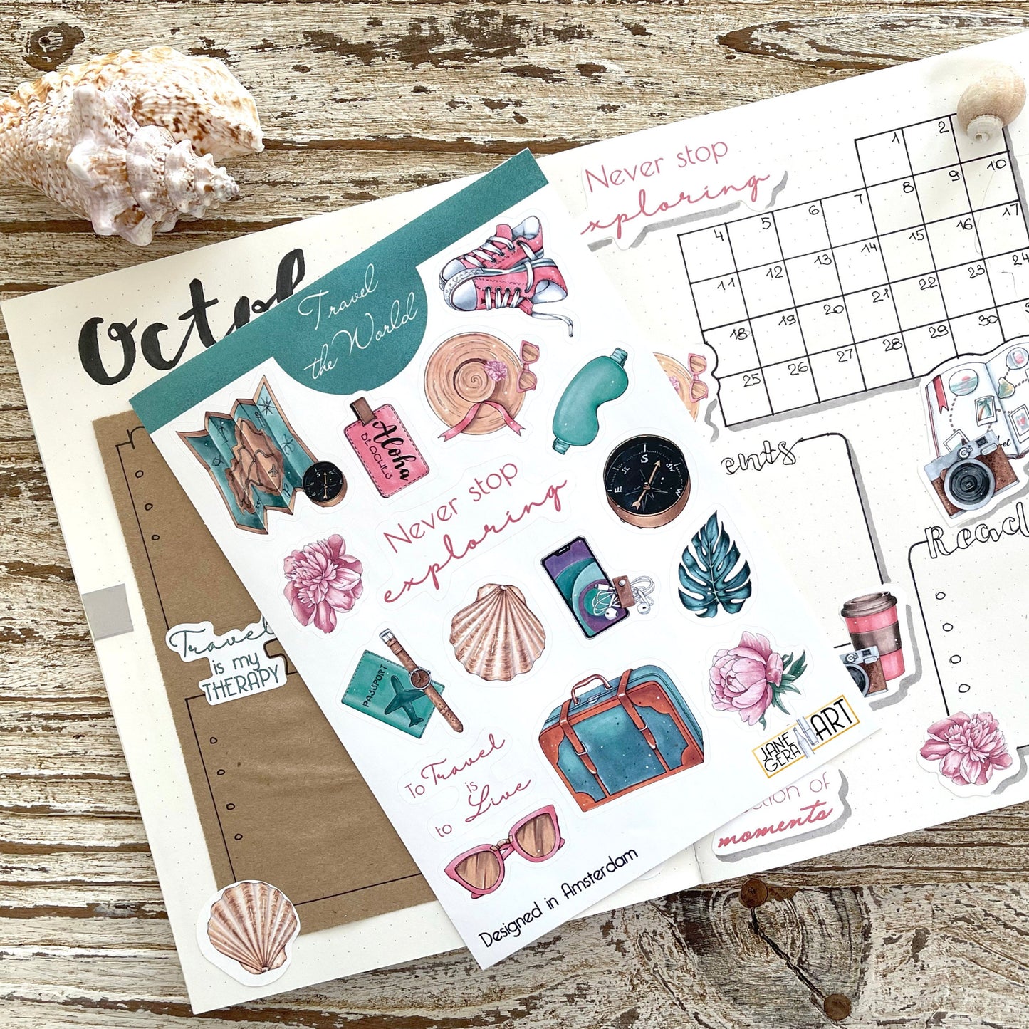 Travel planner stickers Adventure bujo sticker set