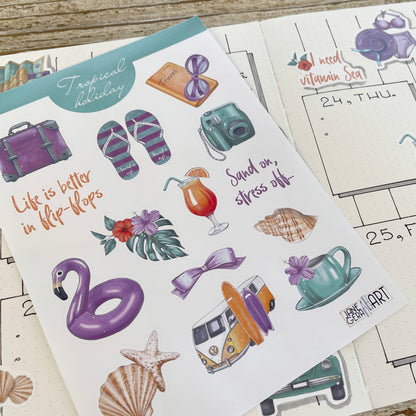 Tropische vakantie sticker set