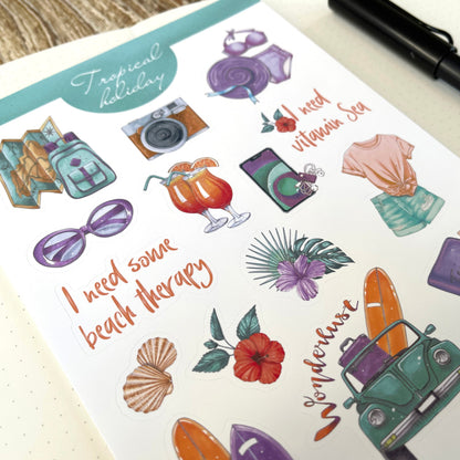 Tropical holiday sticker set